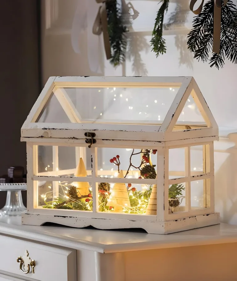 Mini-Gewächshaus “Shabby”, 37x21x31 cm, kleines Terrarium, Treibhaus, Zimmergewächshaus Weiß – Bild 2
