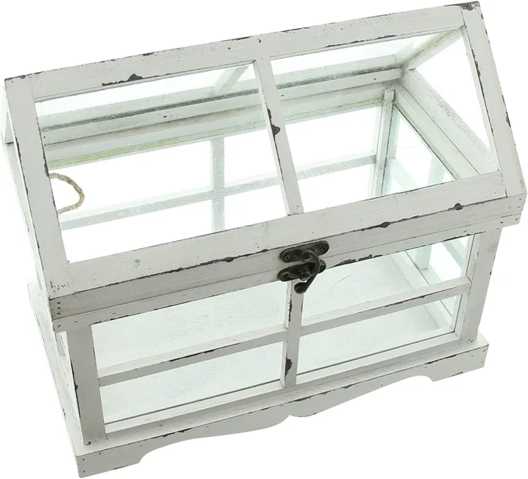 Mini-Gewächshaus “Shabby”, 37x21x31 cm, kleines Terrarium, Treibhaus, Zimmergewächshaus Weiß – Bild 4
