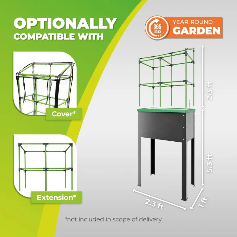Bio Green Metall-Hochbeet City Jungle Heidelberg für Innen und Außen | Bewässerungssystem und Rankgitter integriert | Pflanzkübel für Gemüse, Kräuter und Blumen | B 62 x T 32 x H 160 cm – Bild 3