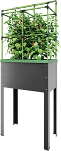 Bio Green Metall-Hochbeet City Jungle Heidelberg für Innen und Außen | Bewässerungssystem und Rankgitter integriert | Pflanzkübel für Gemüse, Kräuter und Blumen | B 62 x T 32 x H 160 cm - Thumbnail 1