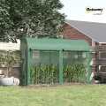 Outsunny Gewächshaus mit Fernster, Tür, Foliengewächshaus aus Stahl, Treibhaus mit PE-Gitterfolie für Balkon, Garten, Tomatenhaus 300x100x200cm, Tomatengewächshaus für Gemüse, Blumen, Pflanzen, Grün - Thumbnail 2