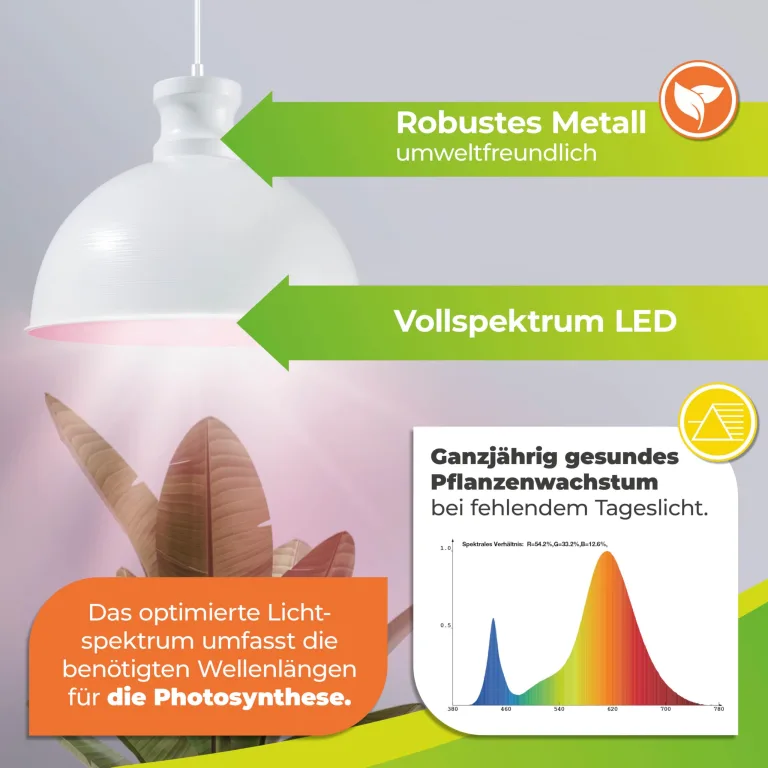 Bio Green Pflanzenleuchte FLORABOOSTER 500 - Weiß | LED Vollspektrum | Maximales Wachstum | Gewächshauslampe | Grow Light für Gemüse- & Zimmerpflanzen – Bild 3