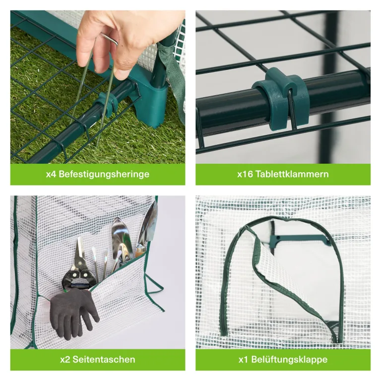 Bramble - Premium Garten Foliengewächshaus für Balkon & Terrasse mit 3 Etagen, Stahlrahmen & Verstärkter PVC-Abdeckung - Stabil & Einfach zu Montieren - 125x69x49cm – Bild 4