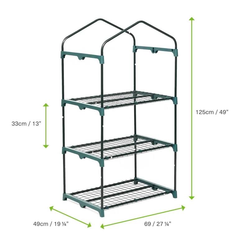 Bramble - Premium Garten Foliengewächshaus für Balkon & Terrasse mit 3 Etagen, Stahlrahmen & Verstärkter PVC-Abdeckung - Stabil & Einfach zu Montieren - 125x69x49cm – Bild 6