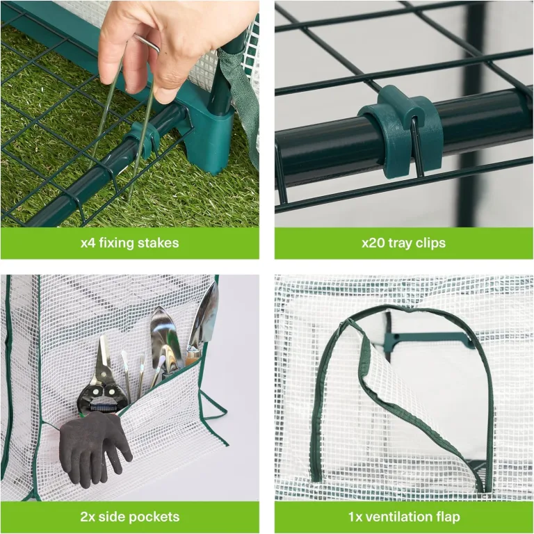 Bramble - Premium Garten Foliengewächshaus für Balkon & Terrasse mit 4 Etagen, Stahlrahmen & Verstärkter PVC-Abdeckung - Stabil & Einfach zu Montieren - 160x69x49cm – Bild 4