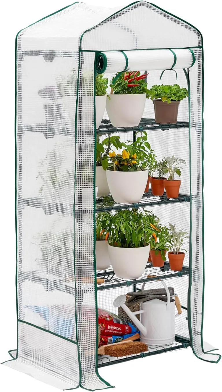 Bramble - Premium Garten Foliengewächshaus für Balkon & Terrasse mit 4 Etagen, Stahlrahmen & Verstärkter PVC-Abdeckung - Stabil & Einfach zu Montieren - 160x69x49cm – Bild 1