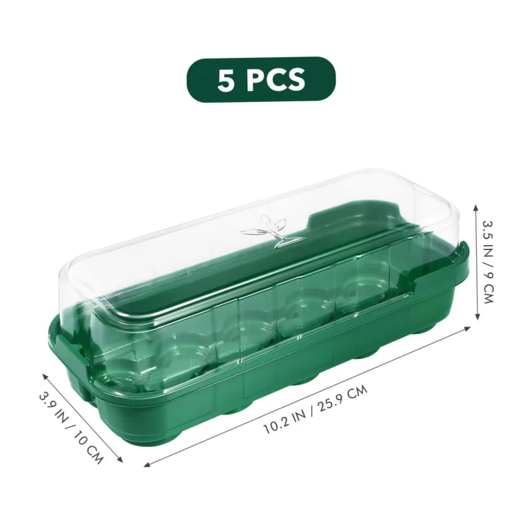 UPKOCH 5 StüCk Anzuchtkasten Mini GewäChshaus Pflanzensamen-Keimschale Mit Deckel, Kunststoff, DunkelgrüN, 25x10x9 cm, FüR Pflanzenanzucht Und GemüSe – Bild 8
