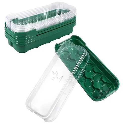 UPKOCH 5 StüCk Anzuchtkasten Mini GewäChshaus Pflanzensamen-Keimschale Mit Deckel, Kunststoff, DunkelgrüN, 25x10x9 cm, FüR Pflanzenanzucht Und GemüSe – Bild 10