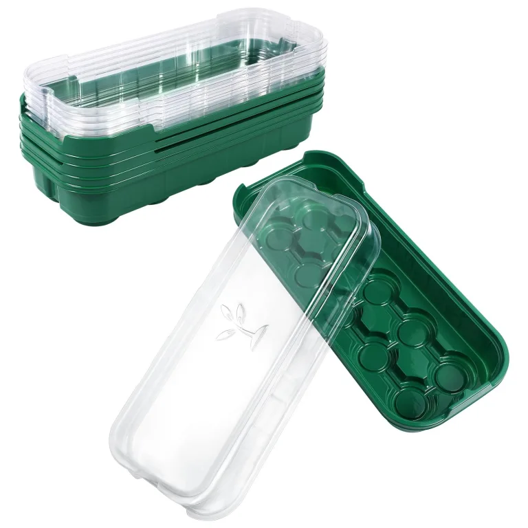 UPKOCH 5 StüCk Anzuchtkasten Mini GewäChshaus Pflanzensamen-Keimschale Mit Deckel, Kunststoff, DunkelgrüN, 25x10x9 cm, FüR Pflanzenanzucht Und GemüSe – Bild 1