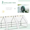 Outsunny Gewächshaus mit 3 Rollfenster, PE-Gitterfolie, Foliengewächshaus aus Stahl, Treibhaus für Balkon, Garten, Tomatenhaus 270x90x90cm, Tomatengewächshaus für Gemüse, Blumen, Pflanzen, Weiß - Thumbnail 4