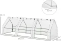 Outsunny Gewächshaus mit 3 Rollfenster, PE-Gitterfolie, Foliengewächshaus aus Stahl, Treibhaus für Balkon, Garten, Tomatenhaus 270x90x90cm, Tomatengewächshaus für Gemüse, Blumen, Pflanzen, Weiß - Thumbnail 8