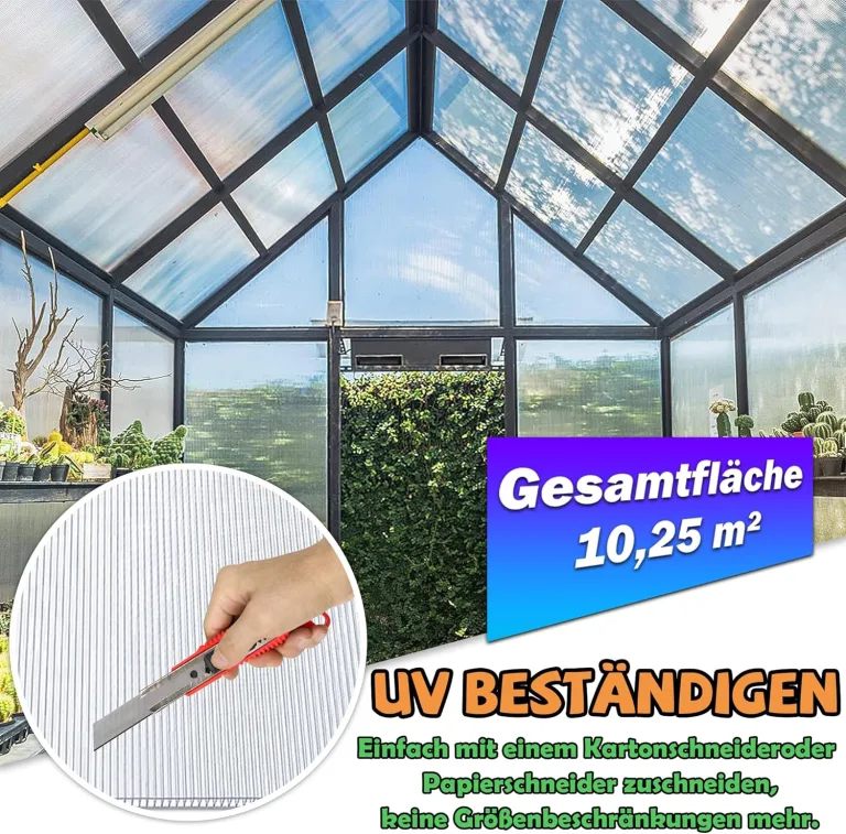 Froadp 14pcs Gewächshausplatten Zuschneidbar Stegplatten UV-Beständigen Polycarbonat Hohlkammerplatten 605x1210x4mm Polycarbonatplatten Transparente Doppelstegplatten für Garten Gewächshäuser – Bild 4
