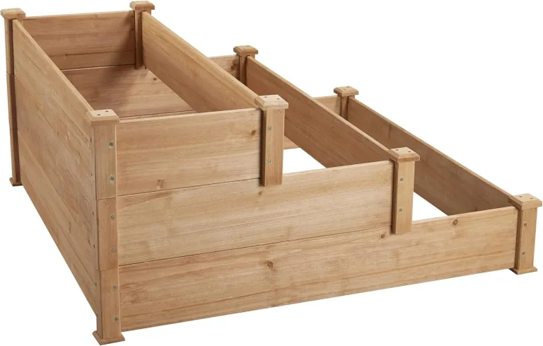 Yaheetech stapelbares Hochbeet 3 Etagen Blumentreppe Stufenbeet Garten Beete Pflanzenbeet Holz Frühbeet für Gemüse, Kräuter, Blumen, 3-stufig, Hellbraun – Bild 7