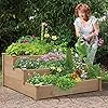 Yaheetech stapelbares Hochbeet 3 Etagen Blumentreppe Stufenbeet Garten Beete Pflanzenbeet Holz Frühbeet für Gemüse, Kräuter, Blumen, 3-stufig, Hellbraun – Bild 2