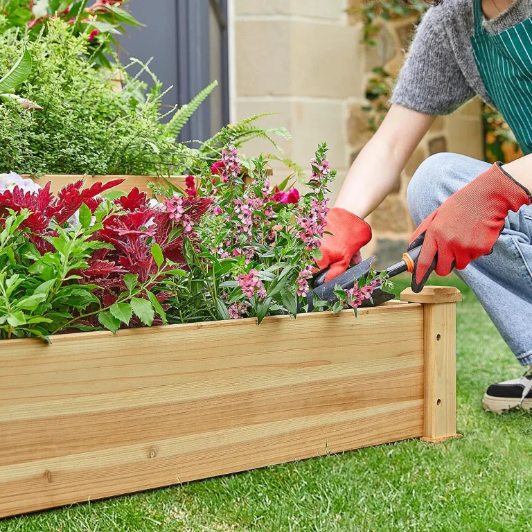 Yaheetech 3 stufiges Hochbeet Holz Balkon Garten Kräuterbeet Frühbeet Gartenbeet Pflanzenbeet Stufenbeet Blumentreppe stapelbar, 120 x 120 x 56 cm – Bild 4