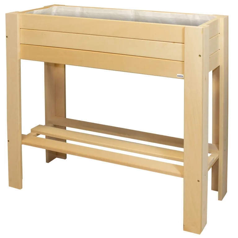 WAGNER GrowFAMILY - Hochbeet - GrowBOX Light - Nadelholz, Massivholz FSC®, Kastanie, 53,5 x 53,5 x 70 cm, Regalboden, inkl. Pflanztasche - 25038001 – Bild 10