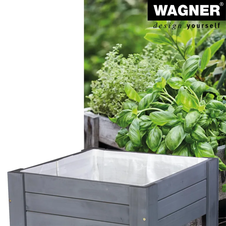 WAGNER GrowFAMILY - Hochbeet - GrowBOX Light - Nadelholz, Massivholz FSC®, anthrazit, 53,5 x 53,5 x 70 cm, Regalboden, inkl. Pflanztasche - 25035001 – Bild 4