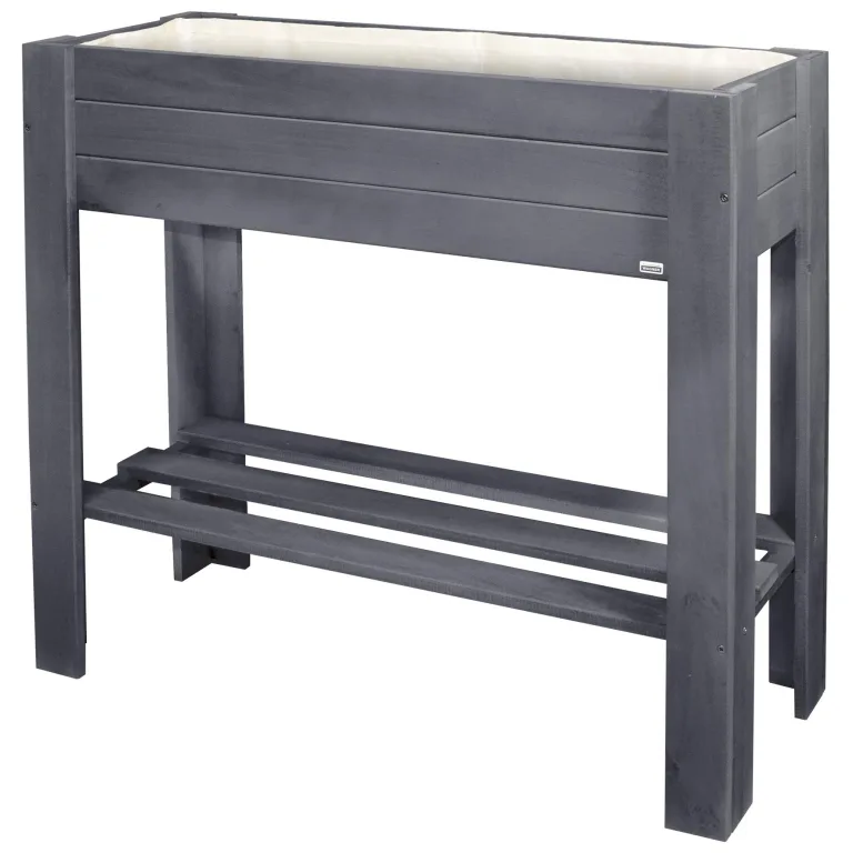 WAGNER GrowFAMILY - Hochbeet - GrowBOX Light - Nadelholz, Massivholz FSC®, anthrazit, 53,5 x 53,5 x 70 cm, Regalboden, inkl. Pflanztasche - 25035001 – Bild 9
