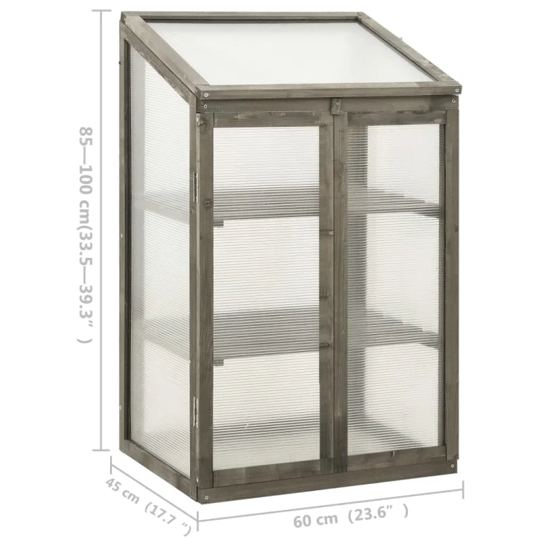 vidaXL Tannenholz Gewächshaus Anzuchthaus Frühbeet Schrank Balkon Garten Frühbeetschrank Aufzuchtschrank Pflanzenhaus Treibhaus 60x45x100cm – Bild 2