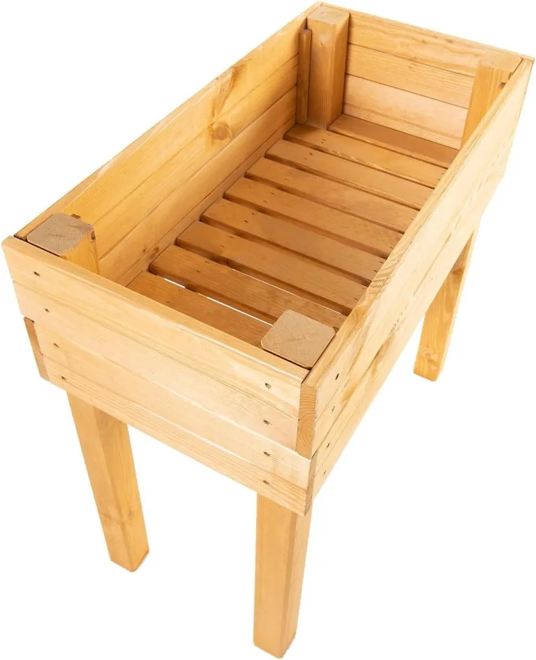 BooGardi Hochbeet Holz mit Vlies · 4 Farben · Hellbraun · Pflanzkasten rückenschonend · Blumenkasten · Kräuterbeet Gemüsebeet für Balkon Terrasse – Bild 4