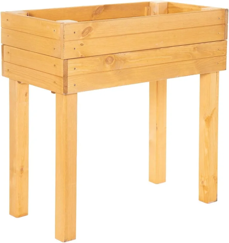 BooGardi Hochbeet Holz mit Vlies · 4 Farben · Hellbraun · Pflanzkasten rückenschonend · Blumenkasten · Kräuterbeet Gemüsebeet für Balkon Terrasse – Bild 2