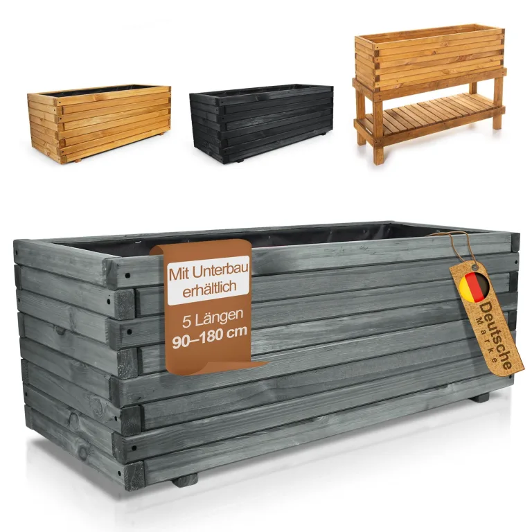BooGardi Hochbeete Balkon mit Vlies · Hochbeet Holz in 10 Größen · 100 cm lang naturbraun · Hochbeete für Garten, Balkon & Terrasse · Pflanzkübel groß außen rechteckig XXL – Bild 8