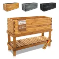 BooGardi Hochbeete Balkon mit Vlies · Hochbeet Holz in 10 Größen · 100 cm lang naturbraun · Hochbeete für Garten, Balkon & Terrasse · Pflanzkübel groß außen rechteckig XXL - Thumbnail 1