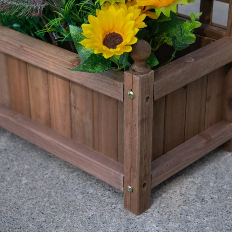 Outsunny Pflanzkasten Blumenständer Rankgitter Rankkasten Rosenbogen mit Leckage-Löcher Garten Holz Dunkelbraun 64 x 28 x 120 cm – Bild 9