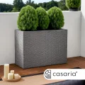 Casaria® Blumenkasten 3 Innentöpfe Polyrattan Herausnehmbar Wasserablauf Outdoor Rechteckig Pflanzkasten Blumentopf Hochbeet Pflanzkübel Grau - Thumbnail 6