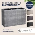 Casaria® Blumenkasten 3 Innentöpfe Polyrattan Herausnehmbar Wasserablauf Outdoor Rechteckig Pflanzkasten Blumentopf Hochbeet Pflanzkübel Grau - Thumbnail 7