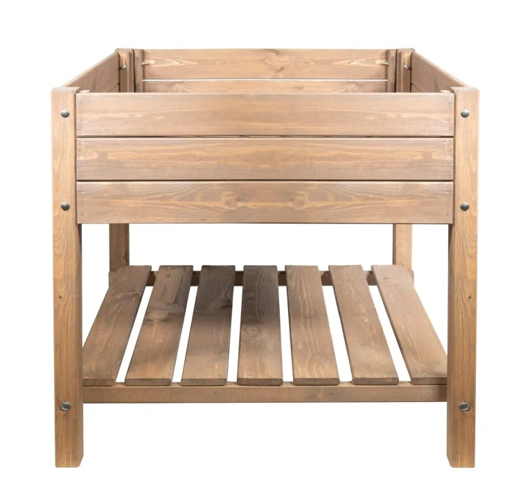 mgc24 Hochbeet Massiv XL - Kiefernholz Braun quadratisch für Garten/Terrasse/Balkon - 79 x 79 x 78 cm – Bild 1