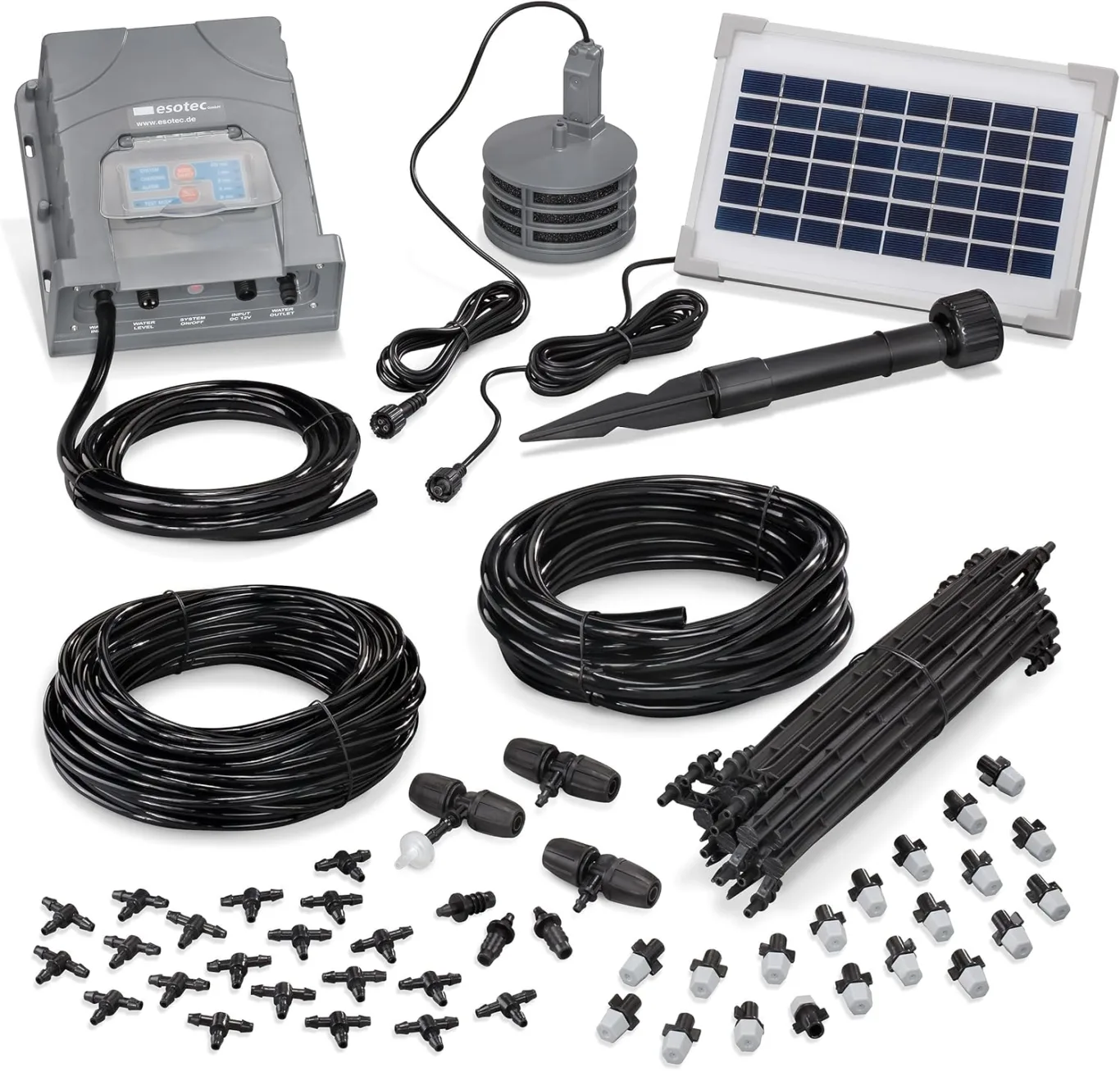 Esotec Solar Bewässerungssystem WaterSpray Professional, 20 Sprüher, Bewässerungscomputer Pflanzenbewässerung, automatische Bewässerung Garten Hochbeet Balkon Gewächshaus, 101122 - Bild 1