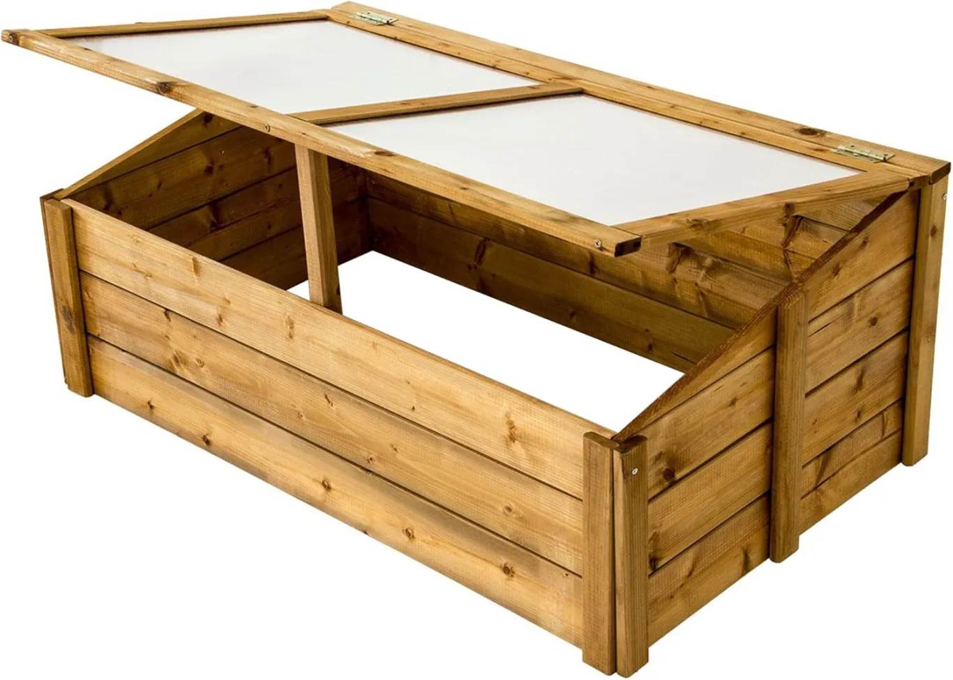 NATIV Frühbeet 100x60 cm | Frühbeetkasten mit Polycarbonatplatten | Frühbeet Aufsatz auch für Hochbeete geeignet | Mini Gewächshaus | teilweise vormontiertes Kräuterbeet (braun) - Bild 1