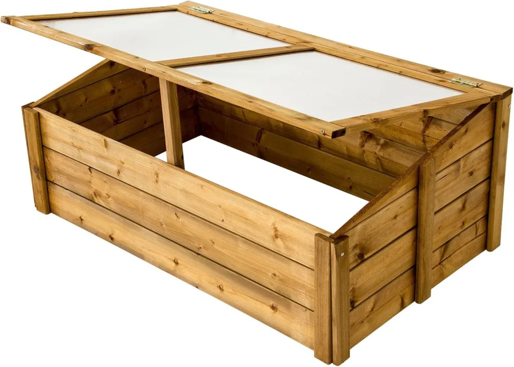 NATIV Frühbeet 100x60 cm | Frühbeetkasten mit Polycarbonatplatten | Frühbeet Aufsatz auch für Hochbeete geeignet | Mini Gewächshaus | teilweise vormontiertes Kräuterbeet (braun)