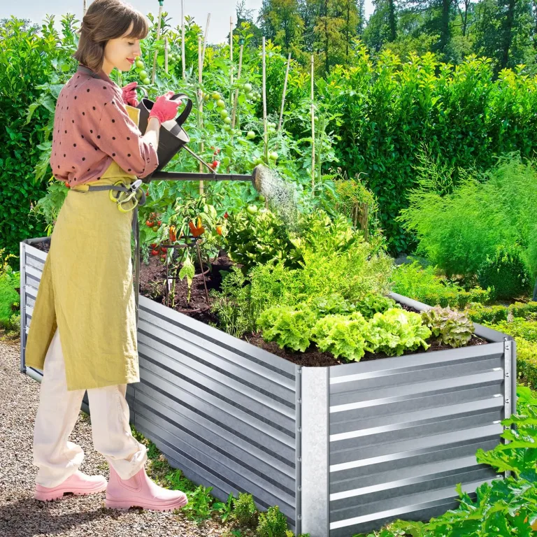 Ohuhu Hochbeet Metall Pflanzenbeet 180x90x60cm, Wetterfestes Stahlblech Hochbeet für Gemüse Erhöhte Extragroße, Gemüsebeet Pflanzkasten Frühbeet Gartenbeet Pflanzkübel Blumenkasten für Garten – Bild 9