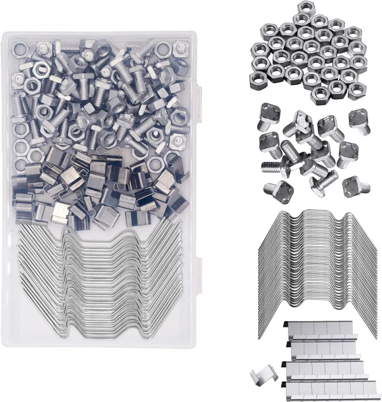 200 Stück Gewächshaus Reparatur Kit Edelstahl Gewächshaus Klammern Rostfrei Verglasung Klammern W Drahtklammern und Z Clips Nüsse Schrauben Zubehör für Glas Hohlkammerplatte Befestigung – Bild 1