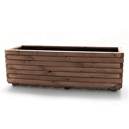 Pflanzkasten Akzent 120 Kiefer dunkel geölt Holz 118 x 40 x 40 cm Hochbeet – Bild 5