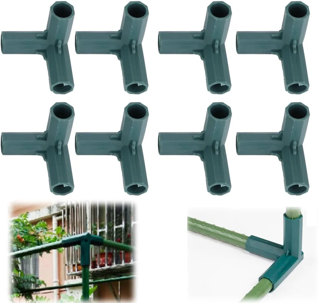 Tissting 3-Wege Gartenrahmenverbinder, Steck Verbinder für Gewächshaus Rahmen für Gartenrahmen, DIY Rahmenverbinder für Zubehör wie Gewächshäuser(Der Produktwinkel ist EIN Dreieck)