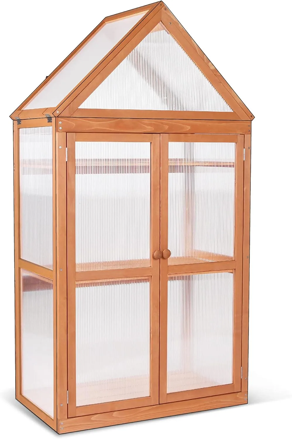 MCombo 3 Etage Gewächshaus Aufzuchtschrank Treibhaus Pflanzenhaus Tomatenhaus höhenverstellbar aufklappbar 0800, aus Holz und Polycarbonat