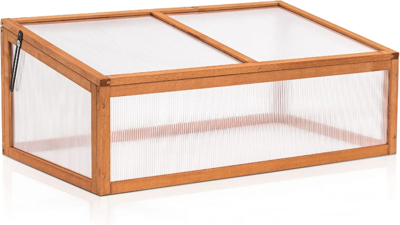 MCombo Frühbeet Gewächshaus Treibhaus Frühbeetkasten Aufsatz Pflanzenbeet mit Abdeckung für Jungpflanzen 0698, aus Holz und Polycarbonat - Bild 1