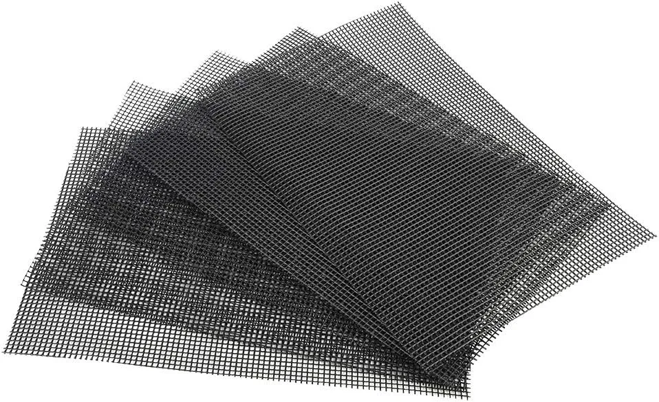 Jenngaoo 5 Stück Blumentopf Mesh Pad, Quadratische Blumenkübel Abdecknetz 30x20cm aus Kunststoff, Drainage Gitter gegen Bodenverlust für Garten, Balkon und Gewächshaus, Schwarz