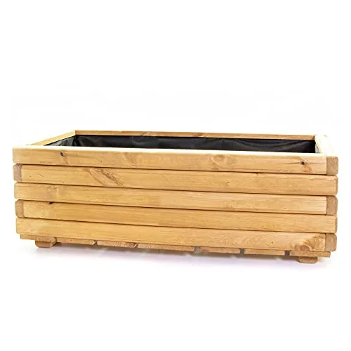 Pflanzkasten Akzent 80 x 40 x 30 cm Kiefer hell geölt Holz Hochbeet – Bild 2