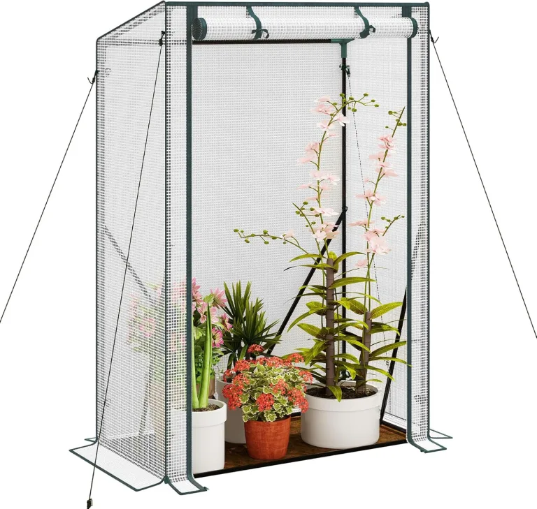 WOLTU Foliengewächshaus Tomatengewächshaus, PE-reissfeste, wasserdichte Plane mit Rolltor, für Garten, Terrasse, Hinterhof, 100x50x150/136cm, Weiß – Bild 1