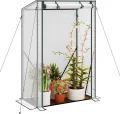 WOLTU Foliengewächshaus Tomatengewächshaus, PE-reissfeste, wasserdichte Plane mit Rolltor, für Garten, Terrasse, Hinterhof, 100x50x150/136cm, Weiß - Thumbnail 1