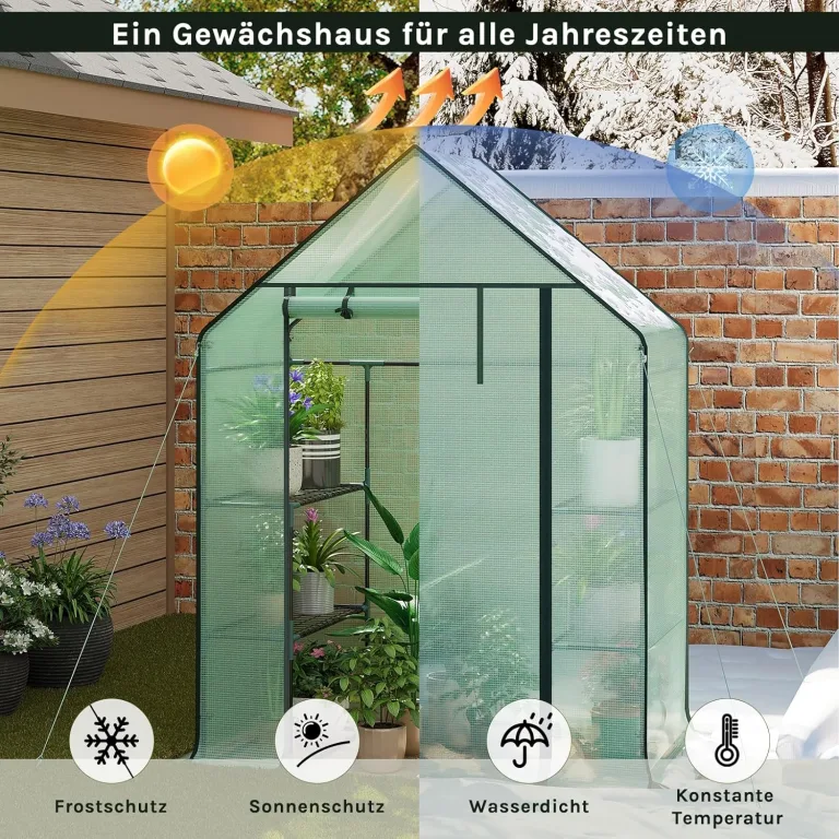 WOLTU Foliengewächshaus Tomatengewächshaus Treibhaus Gartenhaus Frühbeet Tomatenhaus Gemüse Gewächshaus Grün 143x73x195 cm – Bild 3