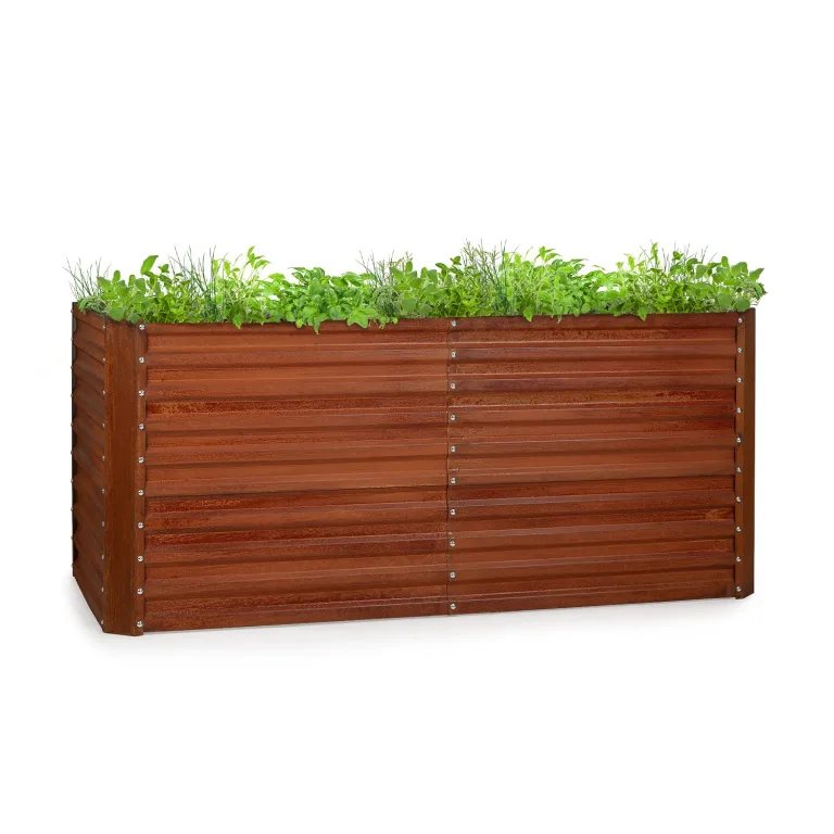 blumfeldt Rust Grow Hochbeet Gartenbeet, verzinktes Stahlblech, Materialstärke: 0,6 mm, einfache Montage, Rost-Finish, 200 x 90 x 100 cm (BxHxT) Rost – Bild 1