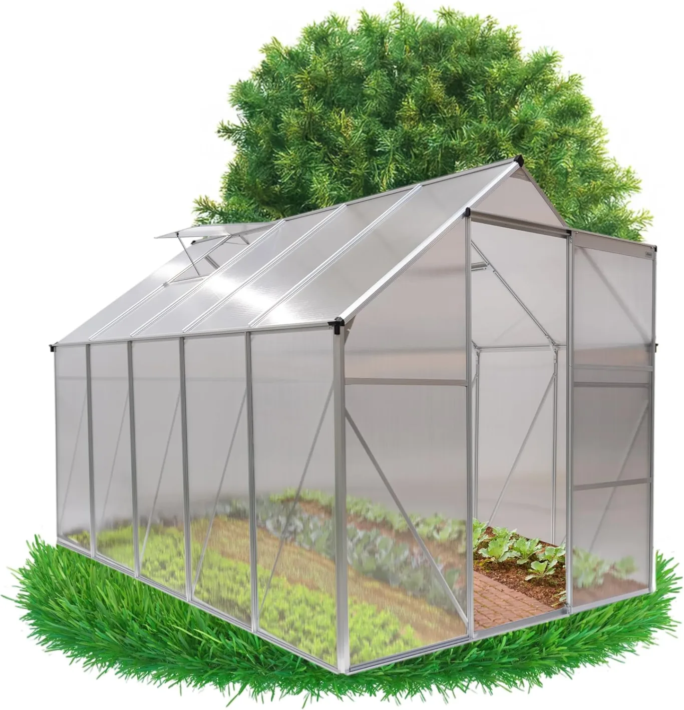 GRINDI - Gewächshaus klein 5,9 m² Viola IIII - Gartenhaus - Carport Aluminium - Dachfenster - Polycarbonat Hohlkammerplatten - Growzelt - Tomatengewächshaus - Anlehngewächshaus Winterfest - Bild 1