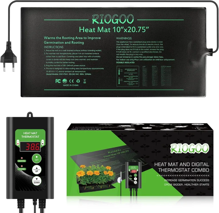 RIOGOO Setzling-Heizmatte und Thermostat-Set, wasserdichtes Gewächshaus-Heizkissen 10" x 20,75" Keimungs-Wärmematte – Bild 1