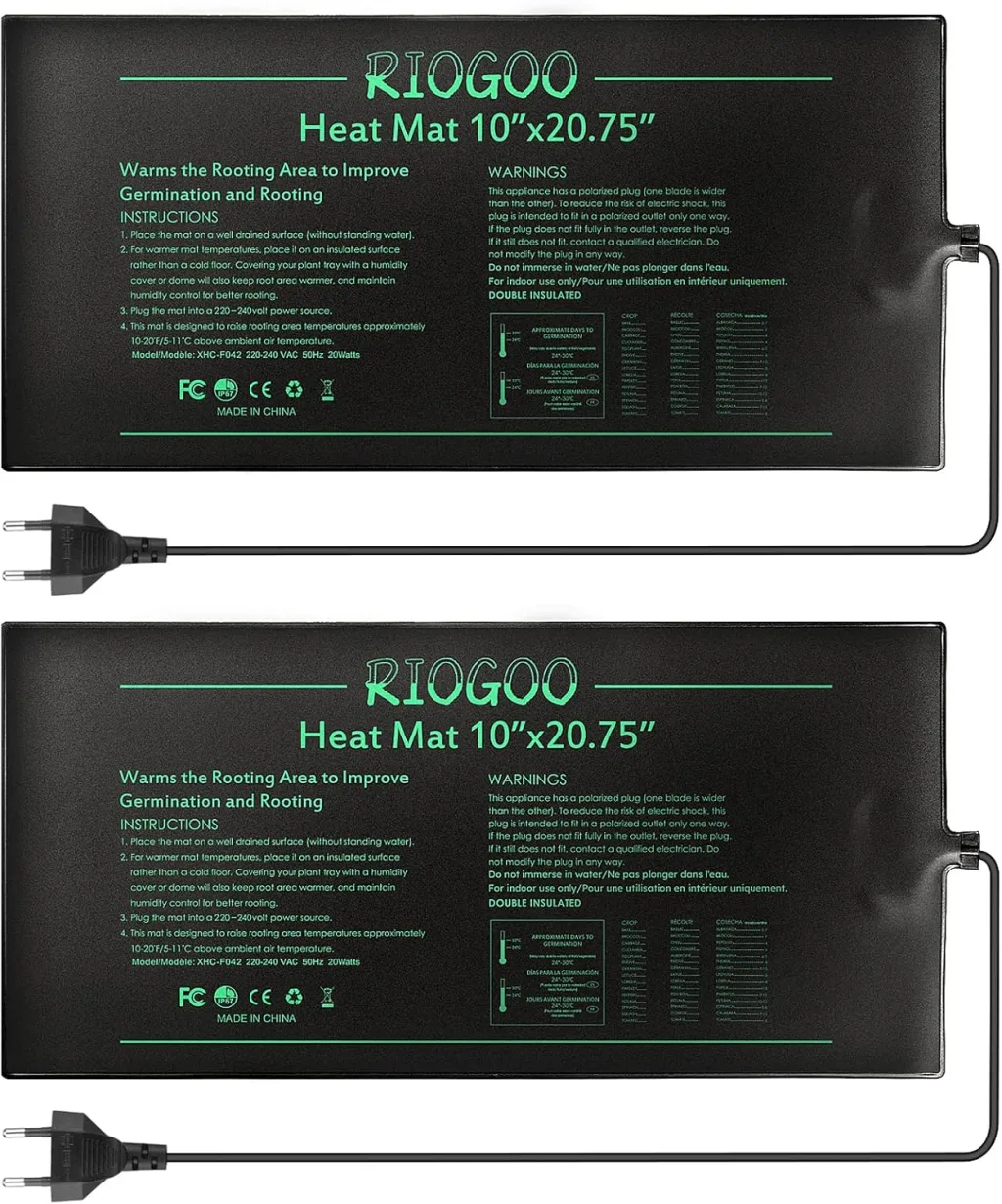 RIOGOO Heizmatte Wärmematte für Sämling Germination und Haustier,Wasserkultur-Samen-Reptil-Betriebsheizungs-Auflage mit Abschaltschutz sicher und haltbar 24 * 52cm CER bestätigt