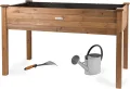 needs&wants® Großes Hochbeet aus Holz für Garten Balkon Terrasse, Pflanzkasten Bausatz XL rechteckig schmal mit Vlies-Folie, Kräuterbeet Pflanzenkasten deko, 121 x 63 x 75 cm, dunkel-braun - Thumbnail 1